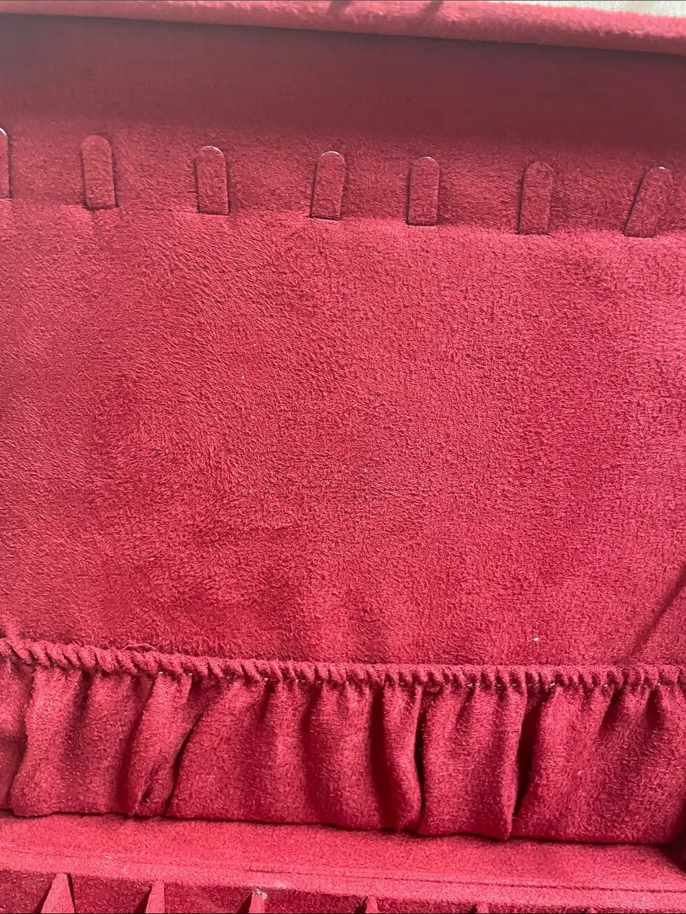 Vintage Red Jewelry Organizer Box - Classic Soft Suede Storage